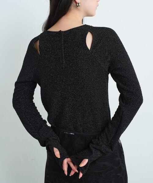 CODE A/cut−out lame top/長袖カットソー/FREE/ナイロン/ブラック/R99-19036 cut－out lame top（カットソー） | CODE A（コードエー