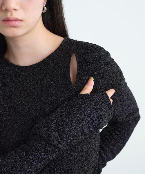 CODE A/cut−out lame top/長袖カットソー/FREE/ナイロン/ブラック/R99-19036 cut－out lame top（カットソー） | CODE A（コードエー