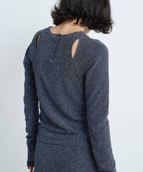 CODE A/cut−out lame top/長袖カットソー/FREE/ナイロン/ブラック/R99-19036 cut－out lame top（カットソー） | CODE A（コードエー