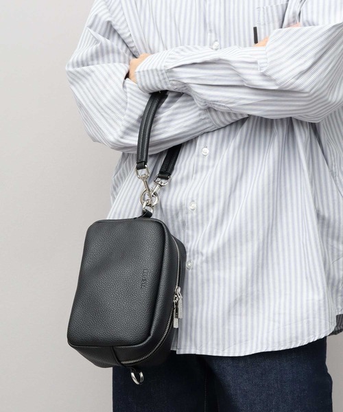 リミフゥ ショルダーバッグ ポシェット レザー 牛革 シルバー金具 黒 ソフトシュリンクレザー モバイルショルダーバッグver.3 | TC-MSL3