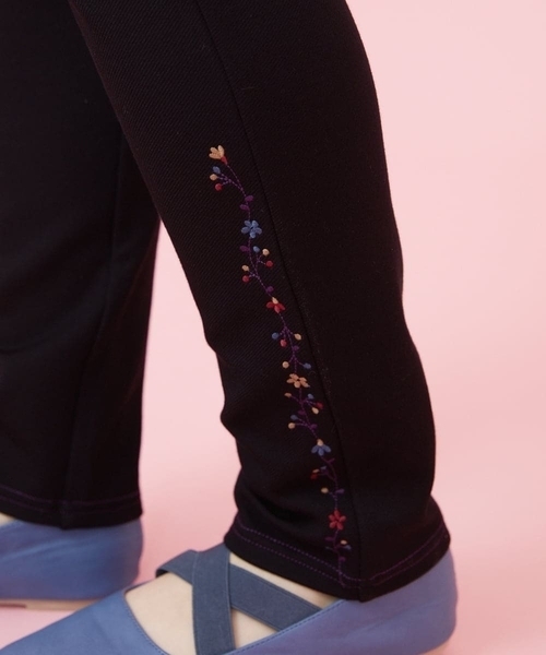 ホコモモラ（JOCOMOMOLA）/刺繍入り裏起毛レギンスパンツ Jocomomola（ホコモモラ） パンツ 刺繍入り裏起毛レギンスパンツ