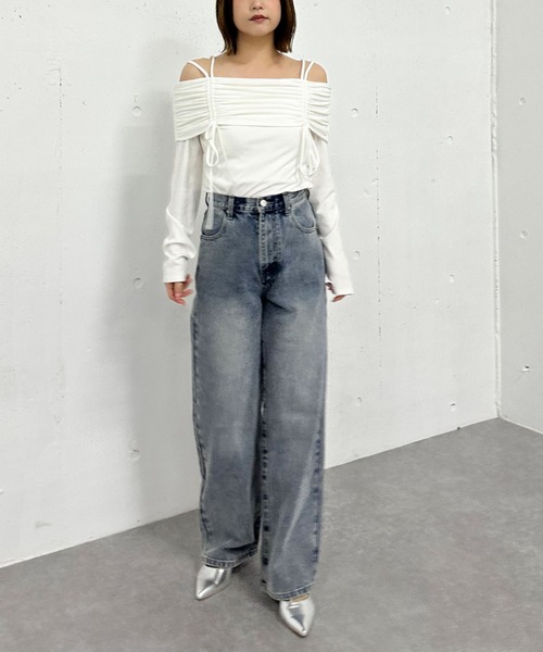 always 薄いグレー デニム Mサイズ archives（アルシーヴ） ジーンズ デニム デニムパンツ オーバーダイ