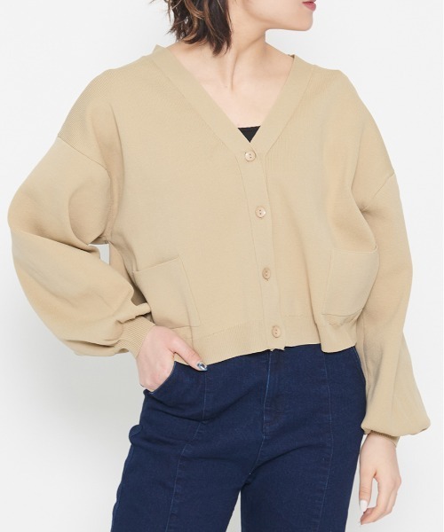 カーディガン 「spiritoso」ボリュームスリーブショートカーディガン レディース spiritoso カーディガン 「spiritoso」ボリュームスリーブ