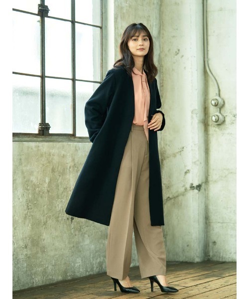 「Perfect Suit FActory」 ノーカラーコート M グレー レディース_画像5