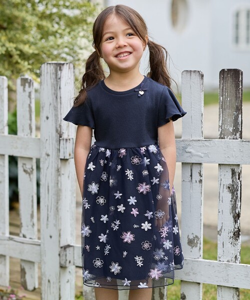 any FAM ワンピース 刺繍チュールワンピース キッズ 子供服