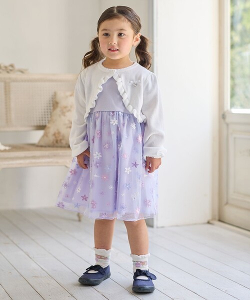 any FAM ワンピース 刺繍チュールワンピース キッズ 子供服
