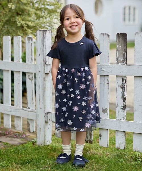 any FAM ワンピース 刺繍チュールワンピース キッズ 子供服