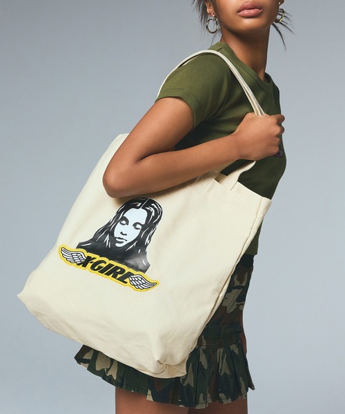早い者勝ち X-girl ANGEL FACE PATCH TOTE BAG アクセントに◎ ANGEL FACE PATCH TOTE BAG（トートバッグ）｜X-girl（エックス