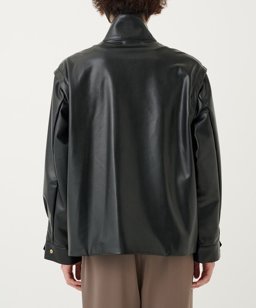 CULLNI レザージャケット CULLNI - 【残り一点】Faux Leather Layerd Collar Zip Up Jacket
