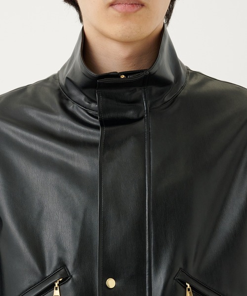 CULLNI レザージャケット CULLNI - 【残り一点】Faux Leather Layerd Collar Zip Up Jacket