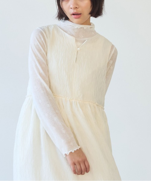 tシャツ hana×mesh ジャガード ハイネック長袖プルオーバー レディース