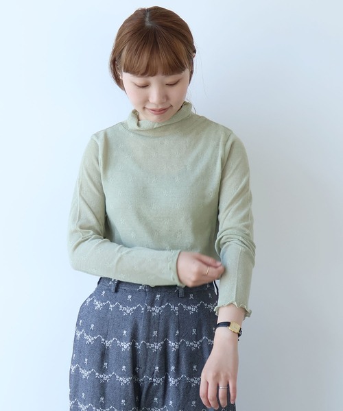 tシャツ crash jaquared highneck pull(クラッシュジャガードハイネックプルオーバー) レディース bulle de savon tシャツ hana×mesh ジャガード ハイネック長袖