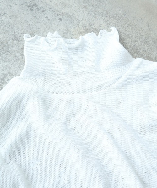 bulle de savon tシャツ hana×mesh ジャガード ハイネック長袖