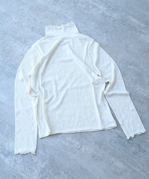 tシャツ hana×mesh ジャガード ハイネック長袖プルオーバー レディース bulle de savon tシャツ hana×mesh ジャガード ハイネック長袖
