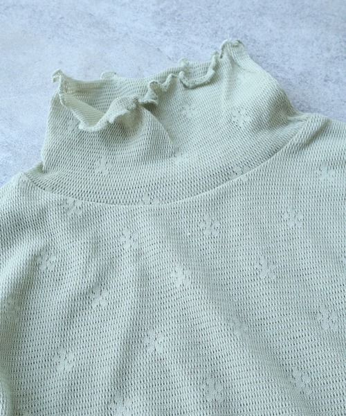 tシャツ hana×mesh ジャガード 長袖プルオーバー レディース bulle de savon tシャツ hana×mesh ジャガード ハイネック長袖
