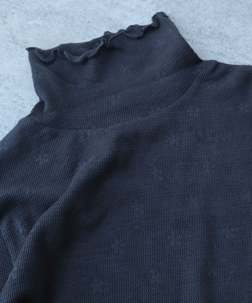 bulle de savon tシャツ hana×mesh ジャガード ハイネック長袖