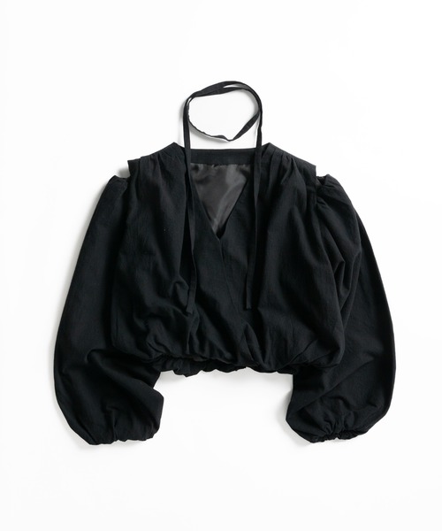 MUHET（ミュエータ） ブラウス シャツ v neck balloon blouse / V