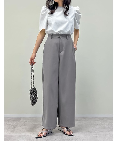 パンツ 「夏の体型カバーに」「低身長/高身長/大きいサイズ有」アンクルソフトカーブパンツ レディース | Re:EDIT | 28