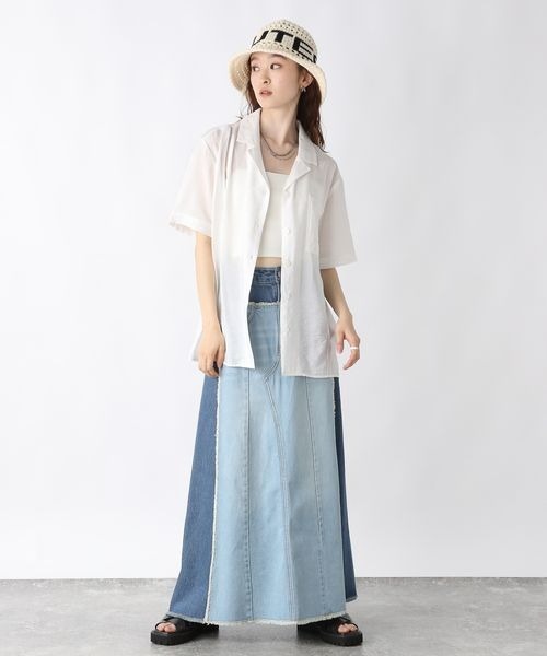 ブラウス シャツ フリンジカイキンシャツ レディース JEANASIS（ジーナシス）の「フリンジジャガードカイキンシャツ