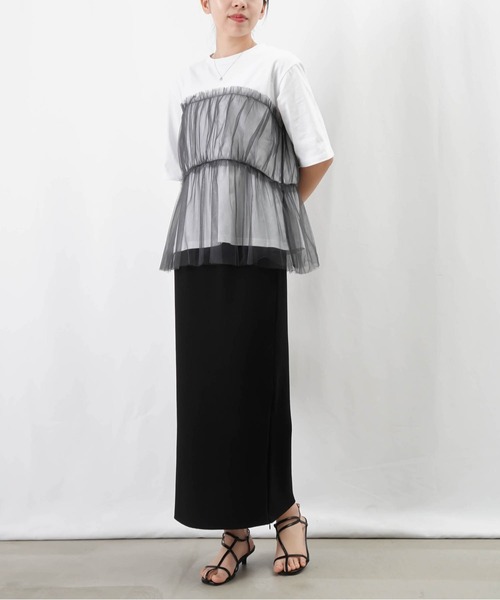 LADY LUCK LUCA tシャツ LC/LLL 配色チュール切替プルオーバー