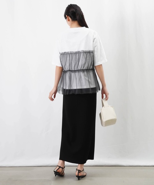 tシャツ LC/LLL 配色チュール切替プルオーバー レディース LADY LUCK LUCA tシャツ LC/LLL 配色チュール切替プルオーバー