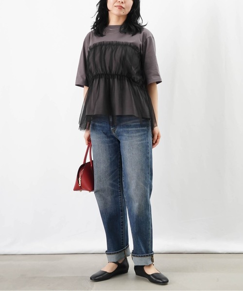 tシャツ LC/LLL 配色チュール切替プルオーバー レディース LADY LUCK LUCA tシャツ LC/LLL 配色チュール切替プルオーバー
