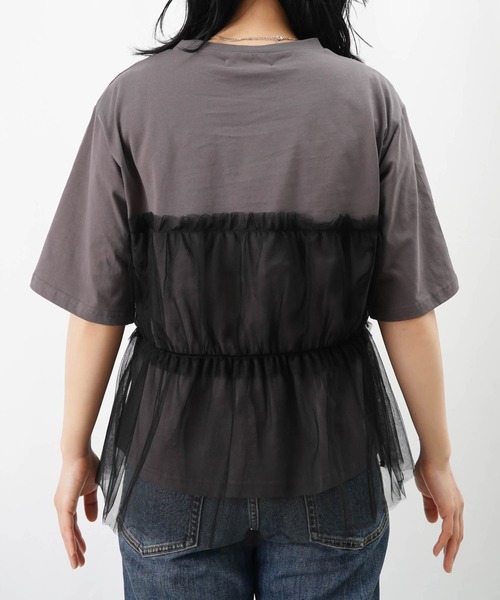 tシャツ LC/LLL 配色チュール切替プルオーバー レディース LADY LUCK LUCA tシャツ LC/LLL 配色チュール切替プルオーバー