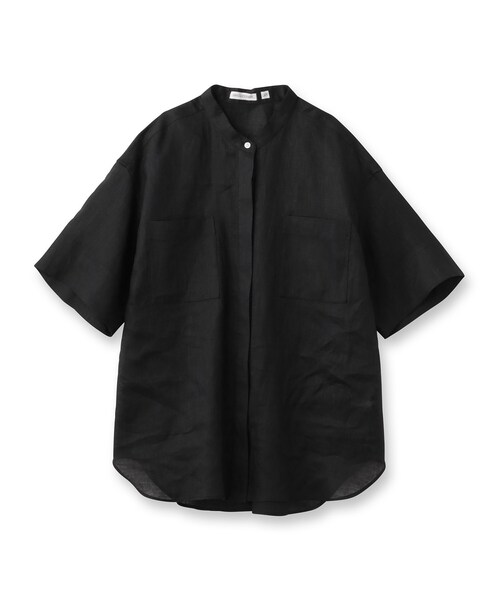 DRESSTERIOR / ドレステリア 【リネン100％/洗える】フレンチリネンハーフスリーブシャツ DRESSTERIOR ブラウス シャツ 「リネン100％/洗える」フレンチ
