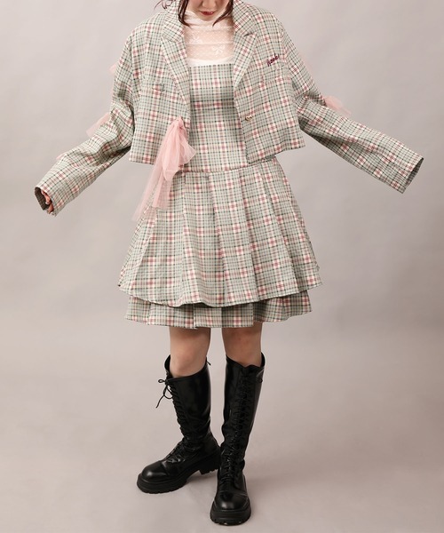 可愛い テーラード ジャケット リボン コート OLIVE des コート アウター 「リボン取り外し可能」袖リボン