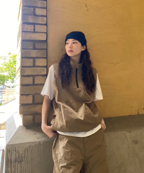 ベスト ジレ ウールナイロンワッシャージレ「セットアップ対応」 レディース allureville ベスト ジレ 「セットアップ対応可能」麻調カルゼ
