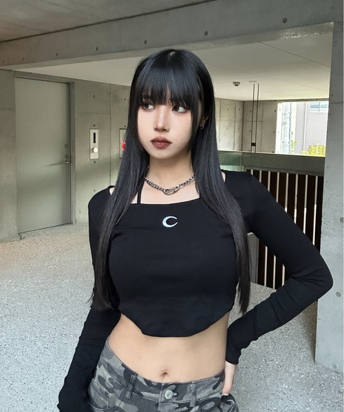 tシャツ クロップドムーンロゴトップス レディース KsG tシャツ クロップドムーンロゴトップス レディース
