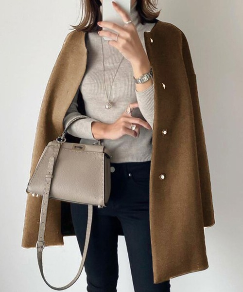 「Doula Doula」 ノーカラーコート L ブラック レディース_画像5