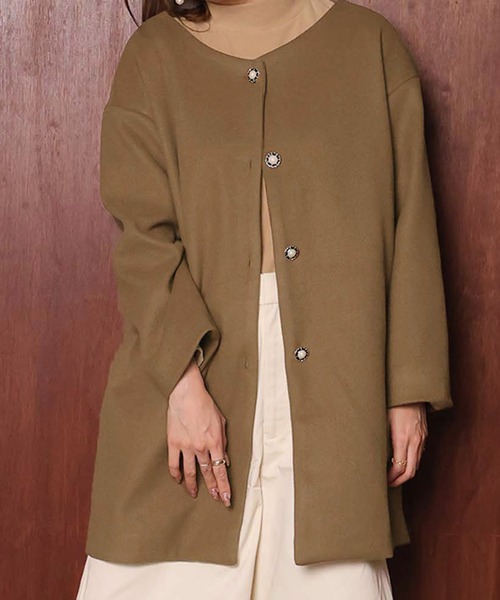 「Doula Doula」 ノーカラーコート L ブラック レディース_画像9