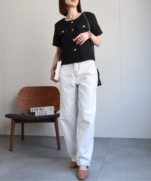 未使用品✨タグあり Rene バルーンスリーブ ツイード サマージャケット 半袖 未使用品✨タグあり Rene バルーンスリーブ ツイード サマー