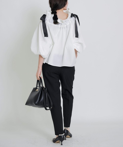 PICCIN PERLA ブラウス シャツ ダブルリボンザビエルブラウス