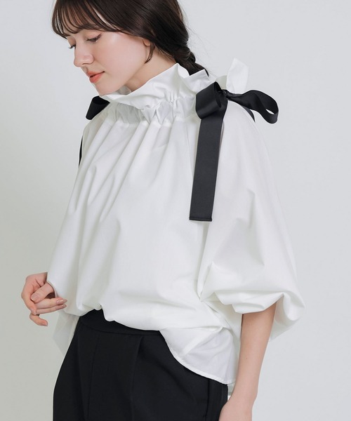 PICCIN PERLA ブラウス シャツ ダブルリボンザビエルブラウス