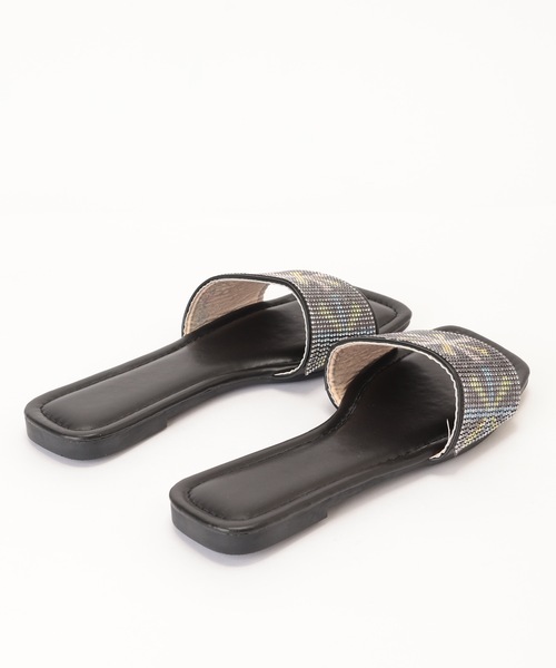 Lace Ladies サンダル エスニック風 ラインストーン オープントゥ