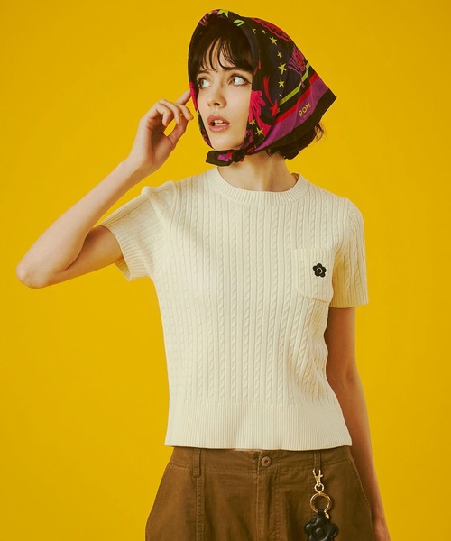 ニット セーター 「レッドROSE BUD別注カラー」(MARY QUANT)CABLE HALF SLEEVE KNIT レディース ROSE BUD ニット セーター 「レッドROSE BUD別注カラー」(MARY