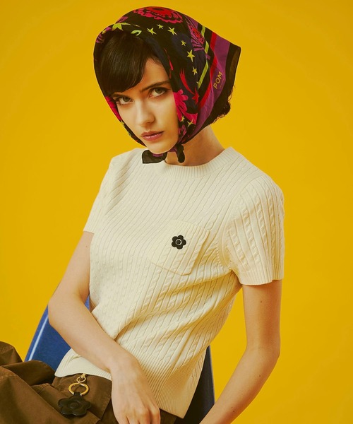 ニット セーター 「レッドROSE BUD別注カラー」(MARY QUANT)CABLE HALF SLEEVE KNIT レディース ROSE BUD ニット セーター 「レッドROSE BUD別注カラー」(MARY