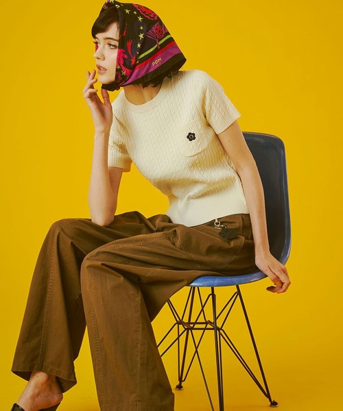 ニット セーター 「レッドROSE BUD別注カラー」(MARY QUANT)CABLE HALF SLEEVE KNIT レディース ROSE BUD ニット セーター 「レッドROSE BUD別注カラー」(MARY