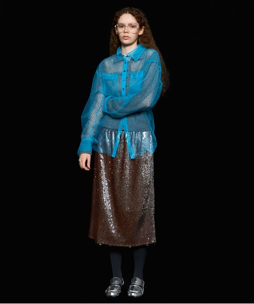 メゾンスペシャル　Tulle Layered Knit Cardigan MAISON SPECIAL(メゾンスペシャル)｜Tulle Layered Low Gauge
