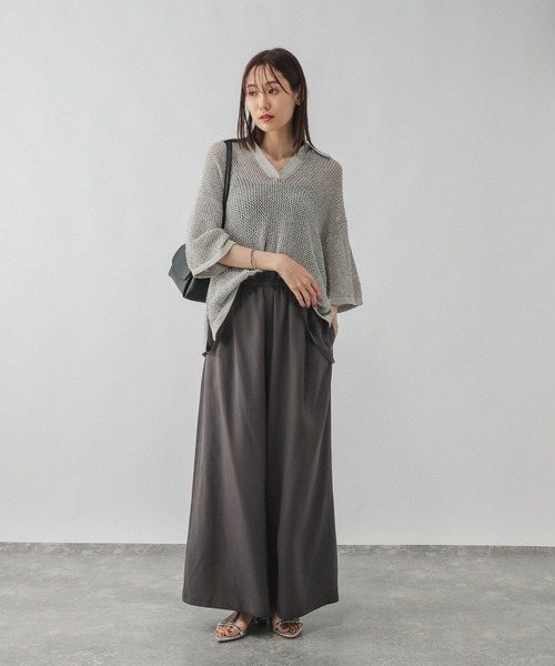 GLOBAL WORK（グローバルワーク） パンツ シルクライクサス付きワイド