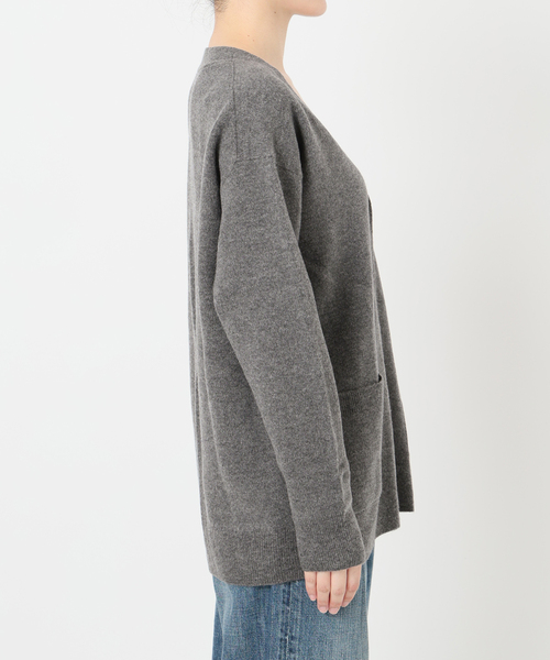 Spick&Span Vネックグレーカーディガン Spick＆Span（スピック アンド スパン） カーディガン ロゴジャガードV