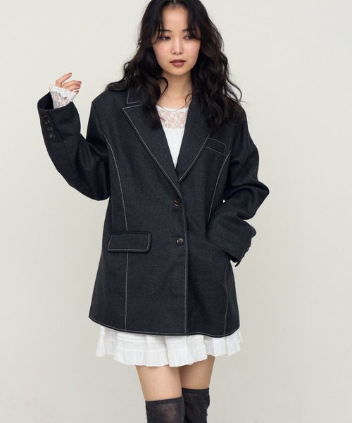 【出品1月まで】PINUE ショルダーステッチテーラードジャケット ブラック pinue ショルダーステッチテーラードジャケット ブラック - メルカリ