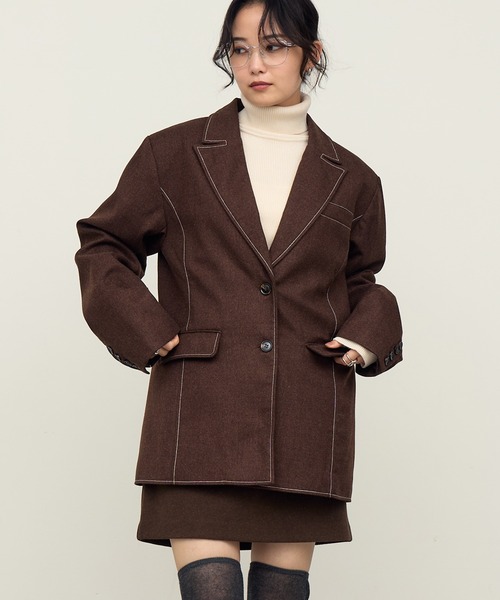 【出品1月まで】PINUE ショルダーステッチテーラードジャケット ブラック pinue ショルダーステッチテーラードジャケット ブラック - メルカリ