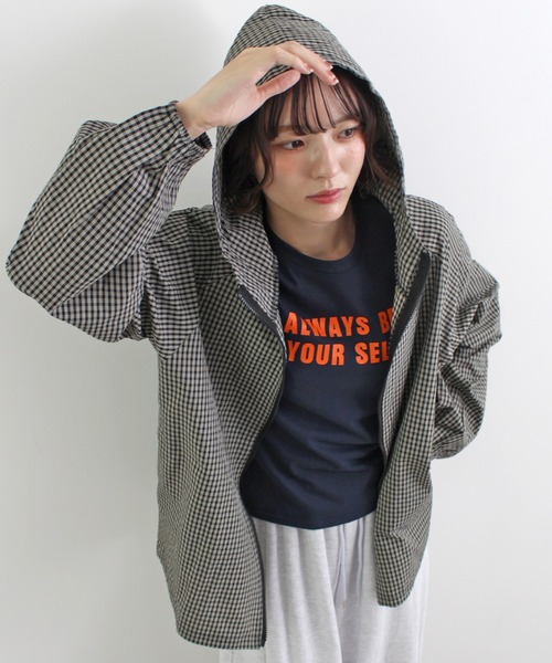 fekete チェックフリルシャツブルゾン セール】 【WEB&一部店舗限定】ブロックチェック フリル ブラウス