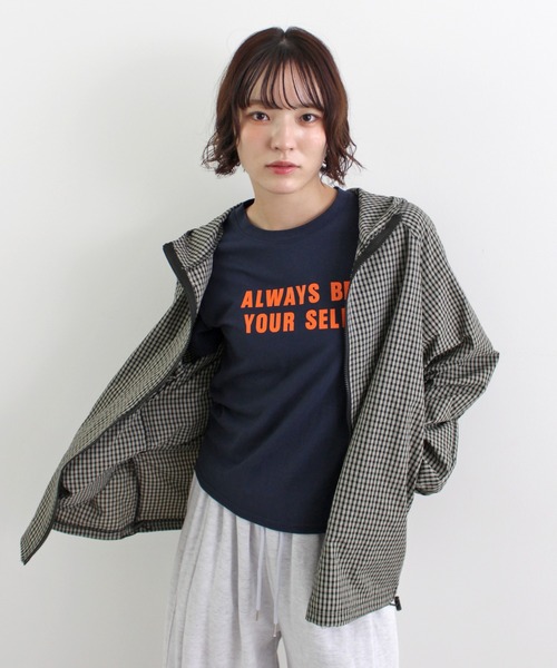 短丈　チェックシャツ　ブルゾン ジャケット フーディー デザイナーズ　カラフル ブルゾン アウター チェックシャツブルゾン/フーディー レディース