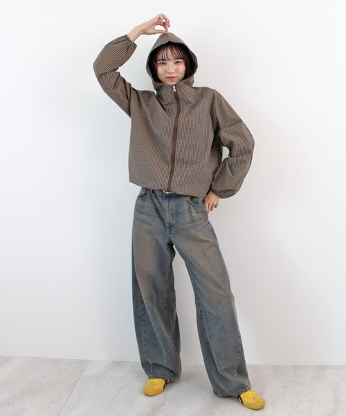 fekete チェックフリルシャツブルゾン セール】 【WEB&一部店舗限定】ブロックチェック フリル ブラウス
