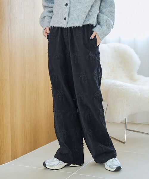 SINA COVA ネイビー コーデュロイパンツ 刺繍デザイン アウトレット】シナコバ （SINA COVA） デニムパンツ 22225010