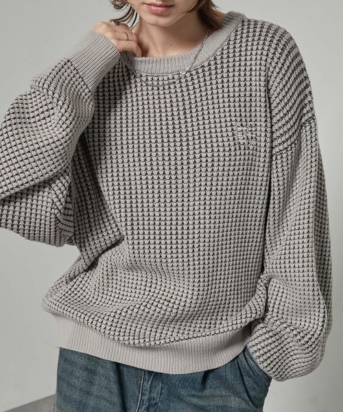 セーター ニット 「Alfred Alex」ワンポイントロゴ刺繍オーバーサイズ